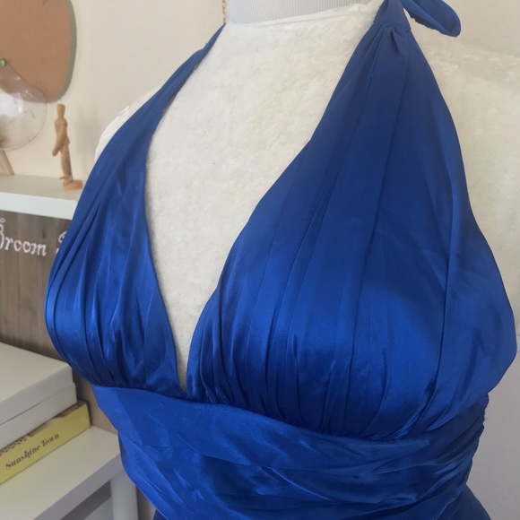 1950’s Style Marilyn Monroe Royal Blue Halter Dress size Small vintage pre2000 - Picture 4 of 11